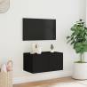 TV Wall Cabinet with LED Lights - Black 60x35x31 cm