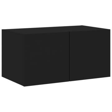 TV Wall Cabinet with LED Lights - Black 60x35x31 cm