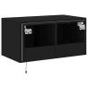 TV Wall Cabinet with LED Lights - Black 60x35x31 cm