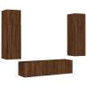 6 Piece TV Wall Units with LED - Brown Oak Engineered Wood