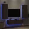 6 Piece TV Wall Units with LED - Brown Oak Engineered Wood