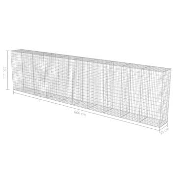 Gabion Wall with Covers - Galvanised Steel 600x50x150 cm