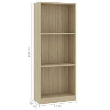 3-Tier Book Cabinet in Sonoma Oak | Modern & Stylish Design