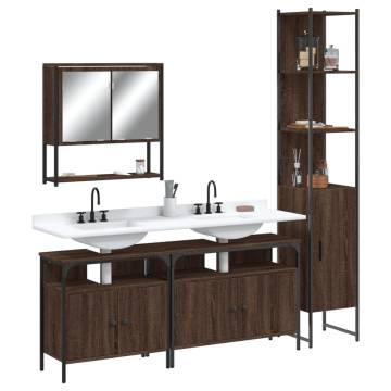 4 Piece Brown Oak Bathroom Furniture Set | Modern Design