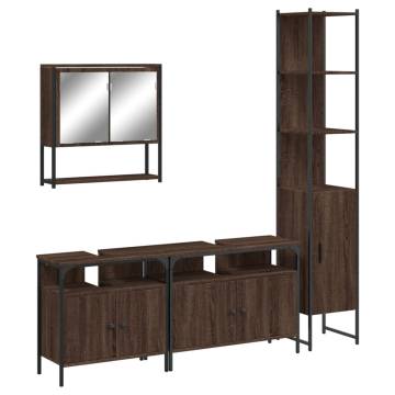 4 Piece Brown Oak Bathroom Furniture Set | Modern Design