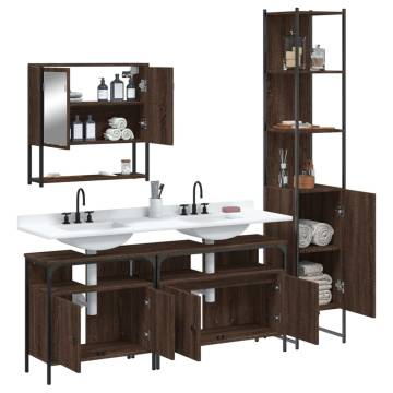 4 Piece Brown Oak Bathroom Furniture Set | Modern Design