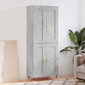 Stylish Highboard in Concrete Grey - 69.5x34x180 cm