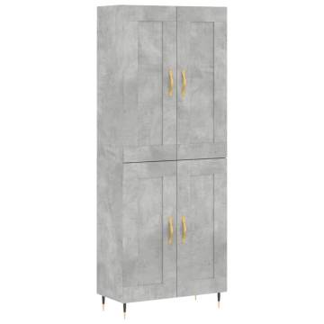 Stylish Highboard in Concrete Grey - 69.5x34x180 cm