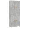 Stylish Highboard in Concrete Grey - 69.5x34x180 cm