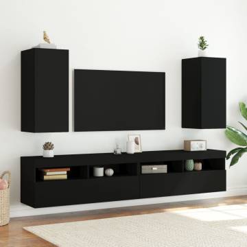 LED TV Wall Cabinet - Black 30.5x35x70 cm | Hipomarket UK