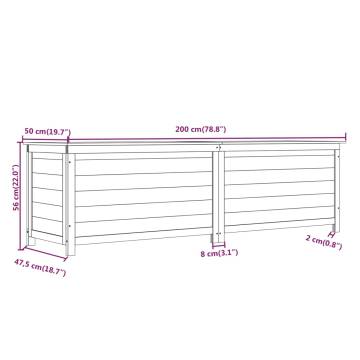 Outdoor Cushion Box Brown - Solid Fir Wood 200x50x56 cm