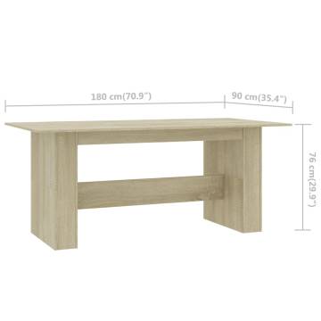 Sonoma Oak Dining Table 180x90 cm - Stylish & Durable