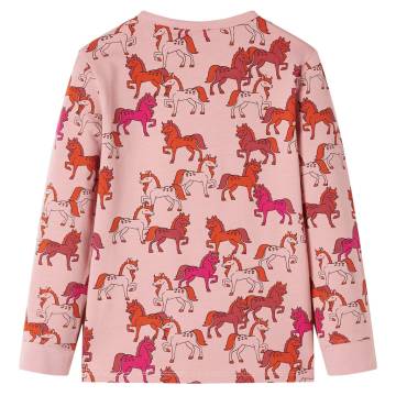 Kids' Long Sleeve Pyjamas - Light Pink with Horse Print