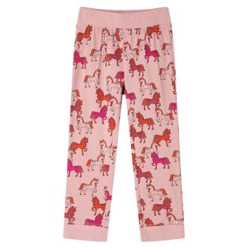 Kids' Long Sleeve Pyjamas - Light Pink with Horse Print