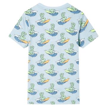 Kids' Short Sleeve Pyjamas - Light Blue Surfing Dinosaur | HipoMarket