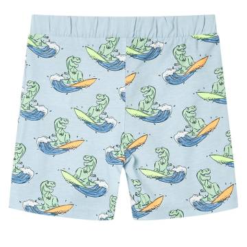 Kids' Short Sleeve Pyjamas - Light Blue Surfing Dinosaur | HipoMarket