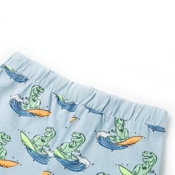 Kids' Short Sleeve Pyjamas - Light Blue Surfing Dinosaur | HipoMarket