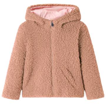 Kids' Hooded Jacket Teddy Faux Fur - Light Cognac 116