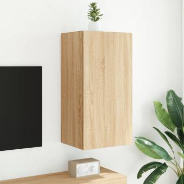 TV Wall Cabinet with LED Lights - Sonoma Oak | HipoMarket UK