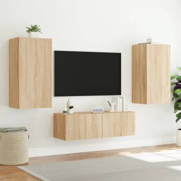 TV Wall Cabinet with LED Lights - Sonoma Oak | HipoMarket UK