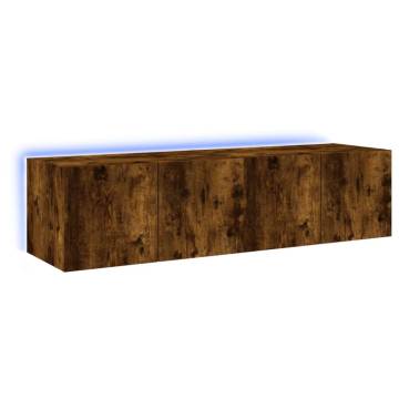 TV Wall Cabinets with LED Lights - Smoked Oak 2 pcs | Hipomarket