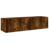 TV Wall Cabinets with LED Lights - Smoked Oak 2 pcs | Hipomarket