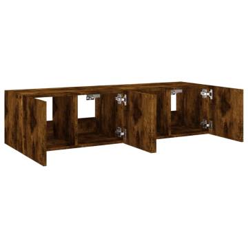 TV Wall Cabinets with LED Lights - Smoked Oak 2 pcs | Hipomarket