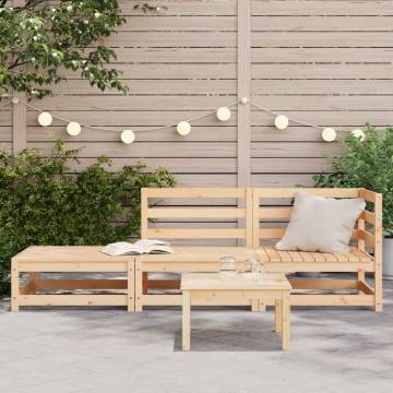 Garden Sofa with Footstool - 2-Seater Solid Pine Wood