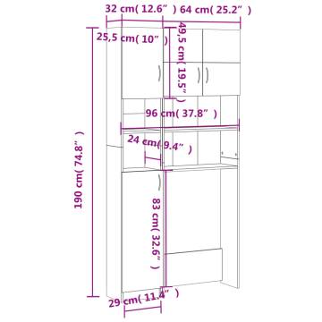 Washing Machine Cabinet Set - White Engineered Wood