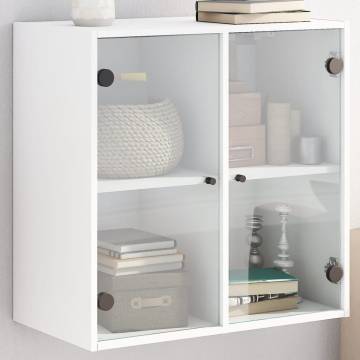 Elegant Wall Cabinet with Glass Doors - White 68x37x68.5 cm