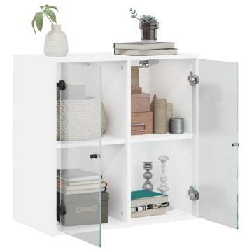 Elegant Wall Cabinet with Glass Doors - White 68x37x68.5 cm