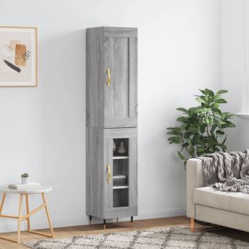 Stylish Highboard Grey Sonoma - 34.5x34x180 cm | Hipo Market