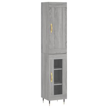 Stylish Highboard Grey Sonoma - 34.5x34x180 cm | Hipo Market