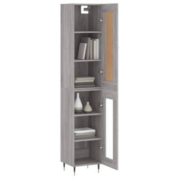 Stylish Highboard Grey Sonoma - 34.5x34x180 cm | Hipo Market