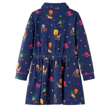 Kids' Navy Dress with Long Sleeves & Drawstring - Size 104