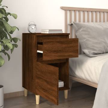 Elegant Brown Oak Bedside Cabinets - Set of 2 | HipoMarket