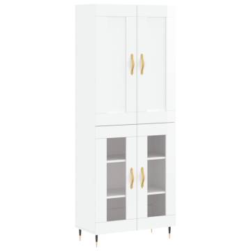 Stylish Highboard High Gloss White - 69.5x34x180 cm