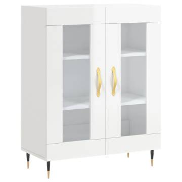 Stylish Highboard High Gloss White - 69.5x34x180 cm