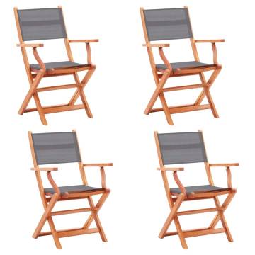 Folding Garden Chairs Set of 4 - Grey Eucalyptus Wood