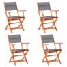 Folding Garden Chairs 4 pcs Grey Solid Eucalyptus Wood and Textilene Colour grey Quantity in Package 4 Number of 1 