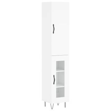 Stylish Highboard High Gloss White - 34.5x34x180 cm