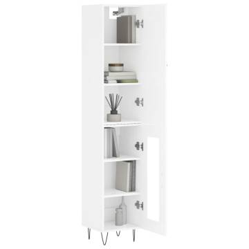 Stylish Highboard High Gloss White - 34.5x34x180 cm