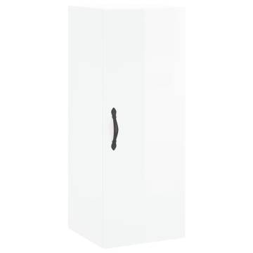 Stylish Highboard High Gloss White - 34.5x34x180 cm