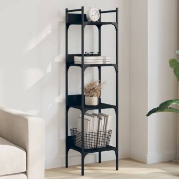 4-Tier Black Bookshelf | Stylish & Space-Saving Storage