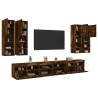 7 Piece TV Wall Cabinet Set with LED Lights Smoked Oak Colour smoked oak Quantity in Package 1 