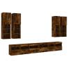 7 Piece TV Wall Cabinet Set with LED Lights - Smoked Oak