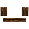 7 Piece TV Wall Cabinet Set with LED Lights - Smoked Oak