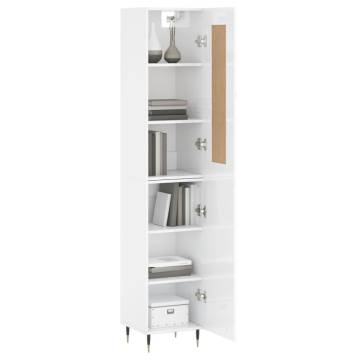 Stylish Highboard High Gloss White - 34.5x34x180 cm