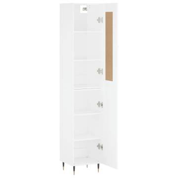 Stylish Highboard High Gloss White - 34.5x34x180 cm