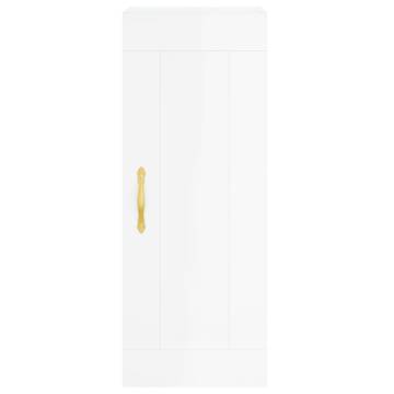 Stylish Highboard High Gloss White - 34.5x34x180 cm